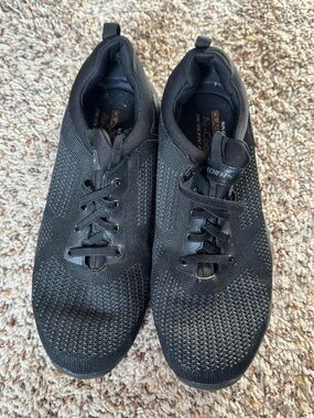 Skechers Men's All-Black Breathable Knit Lace-Up Sneakers